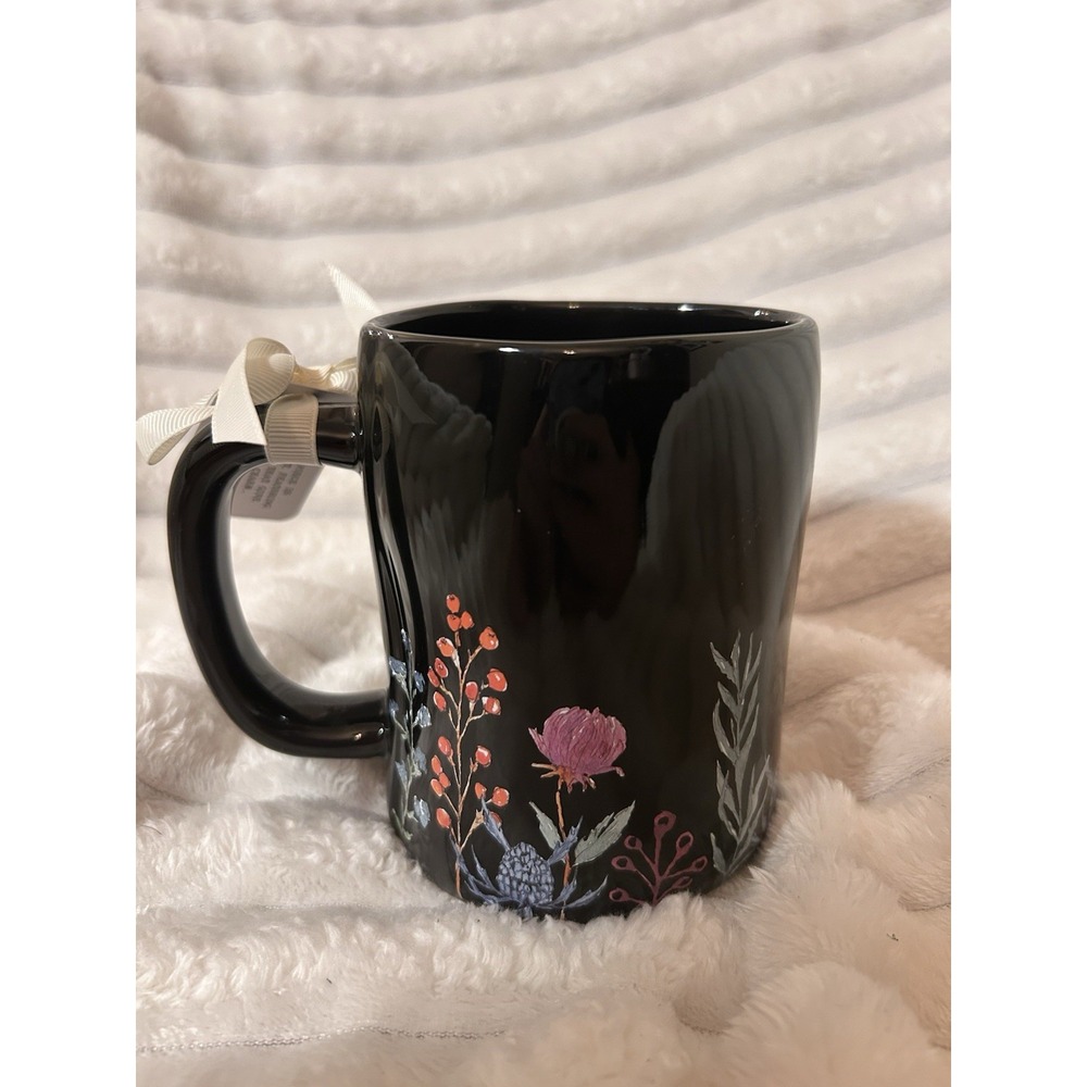 Rae Dunn TOXIC Floral Black 16 oz Coffee Mug Halloween Ceramic - Picture 4 of 6